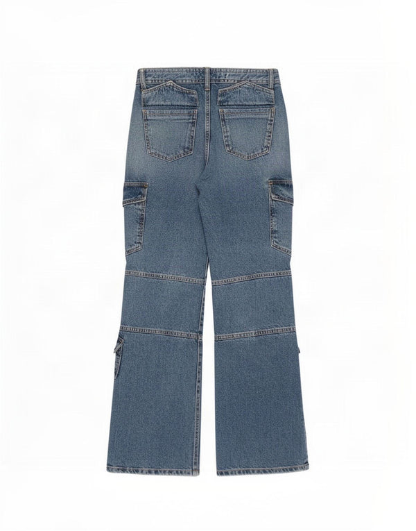 Zara Womens Cargo Straight Jeans EU 34 2XS W28 L31 Blue