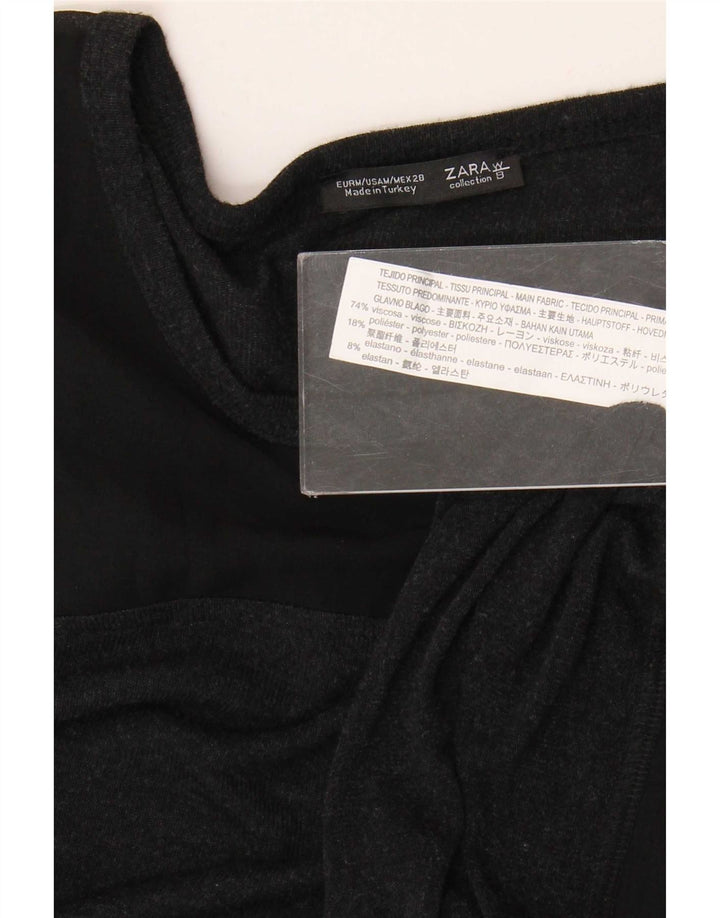 Zara Womens Oversized Top Long Sleeve UK 14 Medium Black Viscose