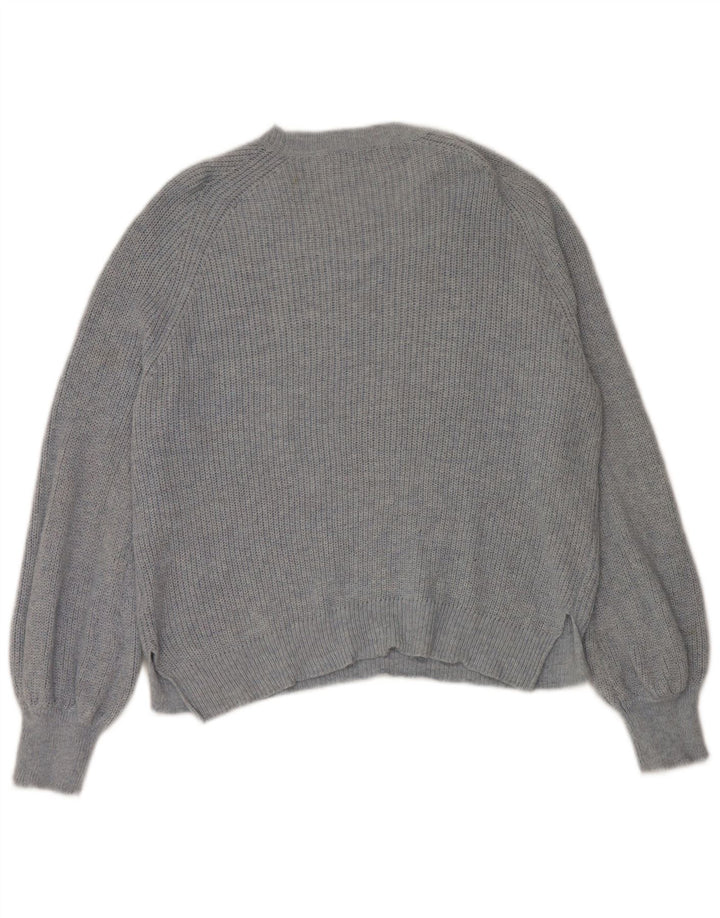 Marks & Spencer Womens Boat Neck Jumper Sweater UK 16 Large Blue Polyamide