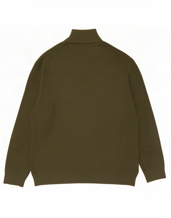 Marks & Spencer Mens Zip Neck Jumper Sweater 2XL Khaki Cotton