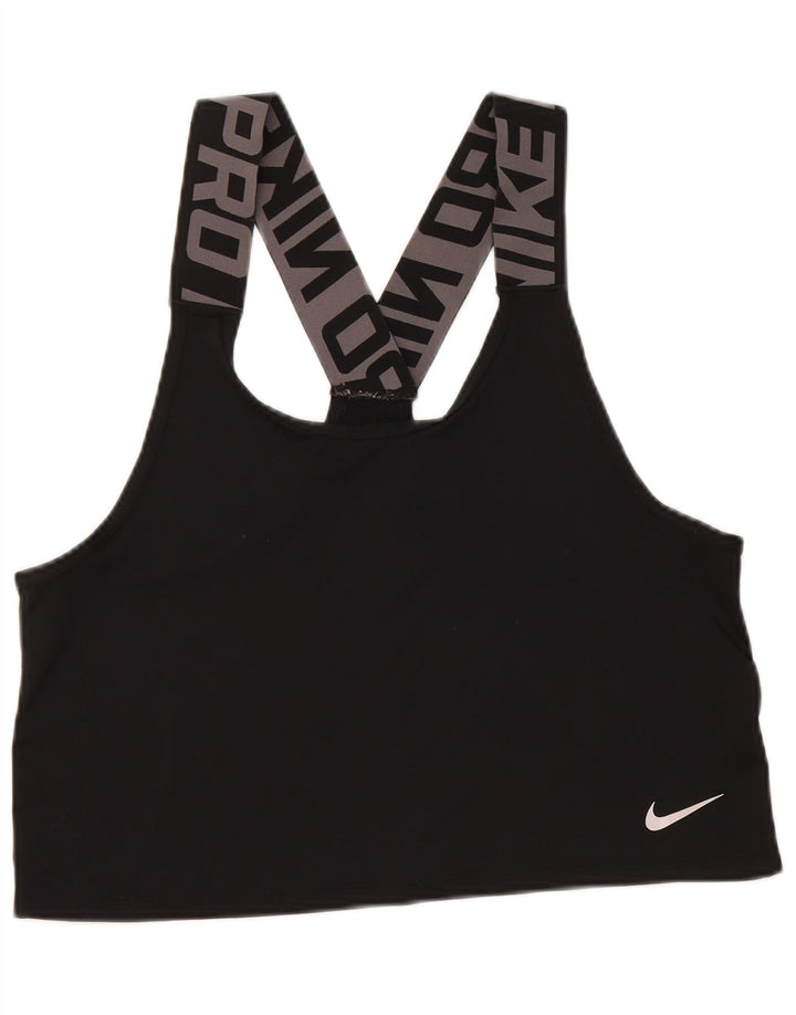 Nike Womens Dri Fit Graphic Sport Bra Top Small Black Polyester