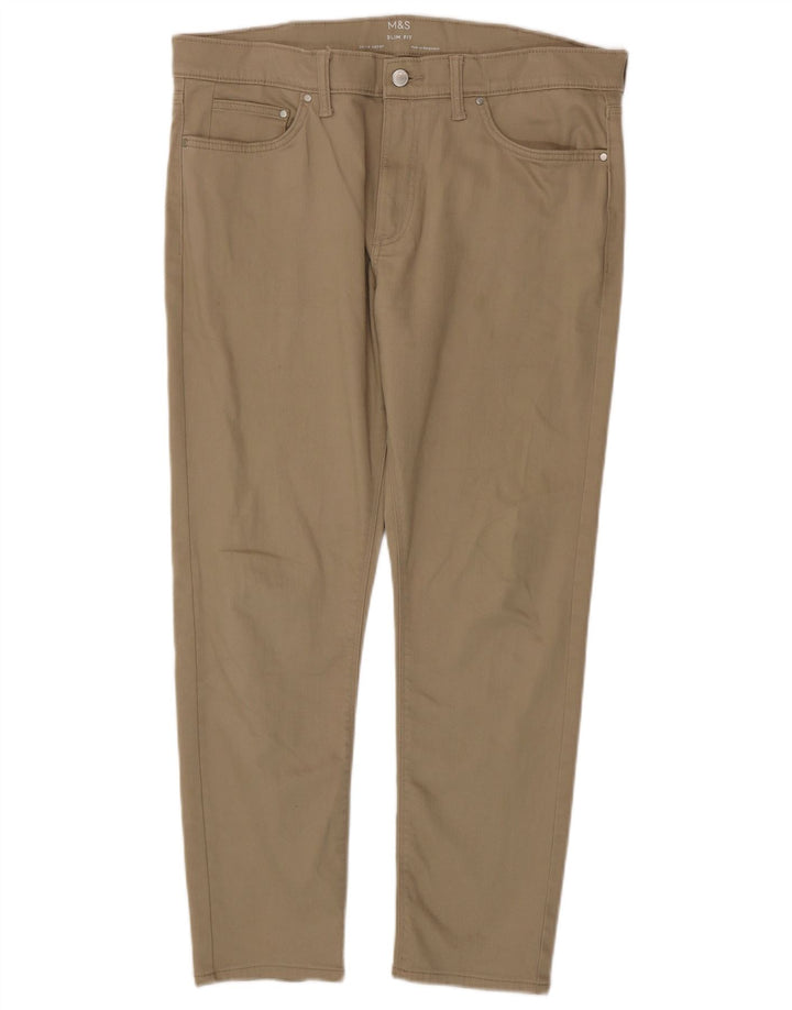 Marks & Spencer Mens Slim Jeans W36 L29 Beige Cotton