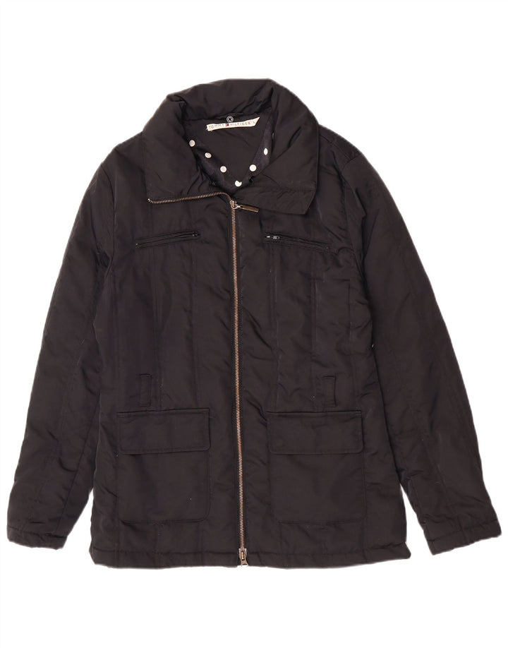 Tommy Hilfiger Womens Padded Jacket UK 16 Large Black Nylon