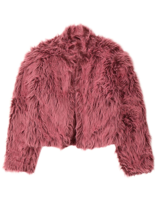 Vintage Womens Faux Fur Bolero Jacket UK 14 Large Pink Modacryl