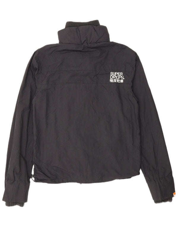 Superdry Womens Windcheater Graphic Rain Jacket UK 14 Medium Black Nylon