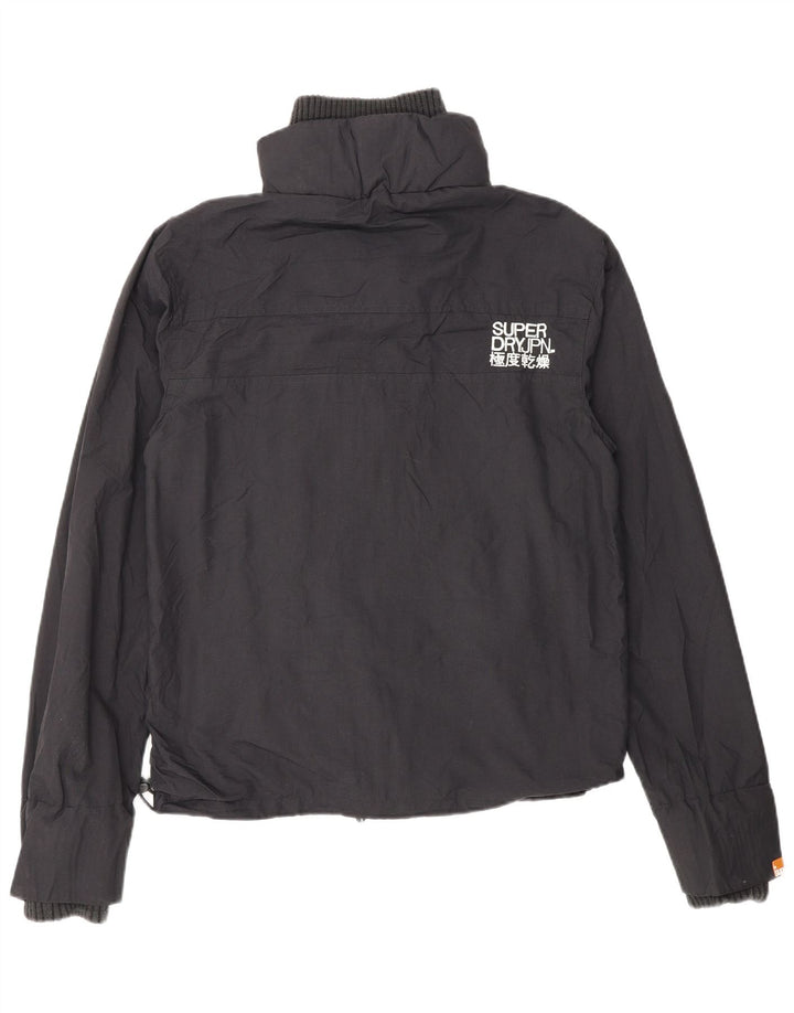 Superdry Womens Windcheater Graphic Rain Jacket UK 14 Medium Black Nylon