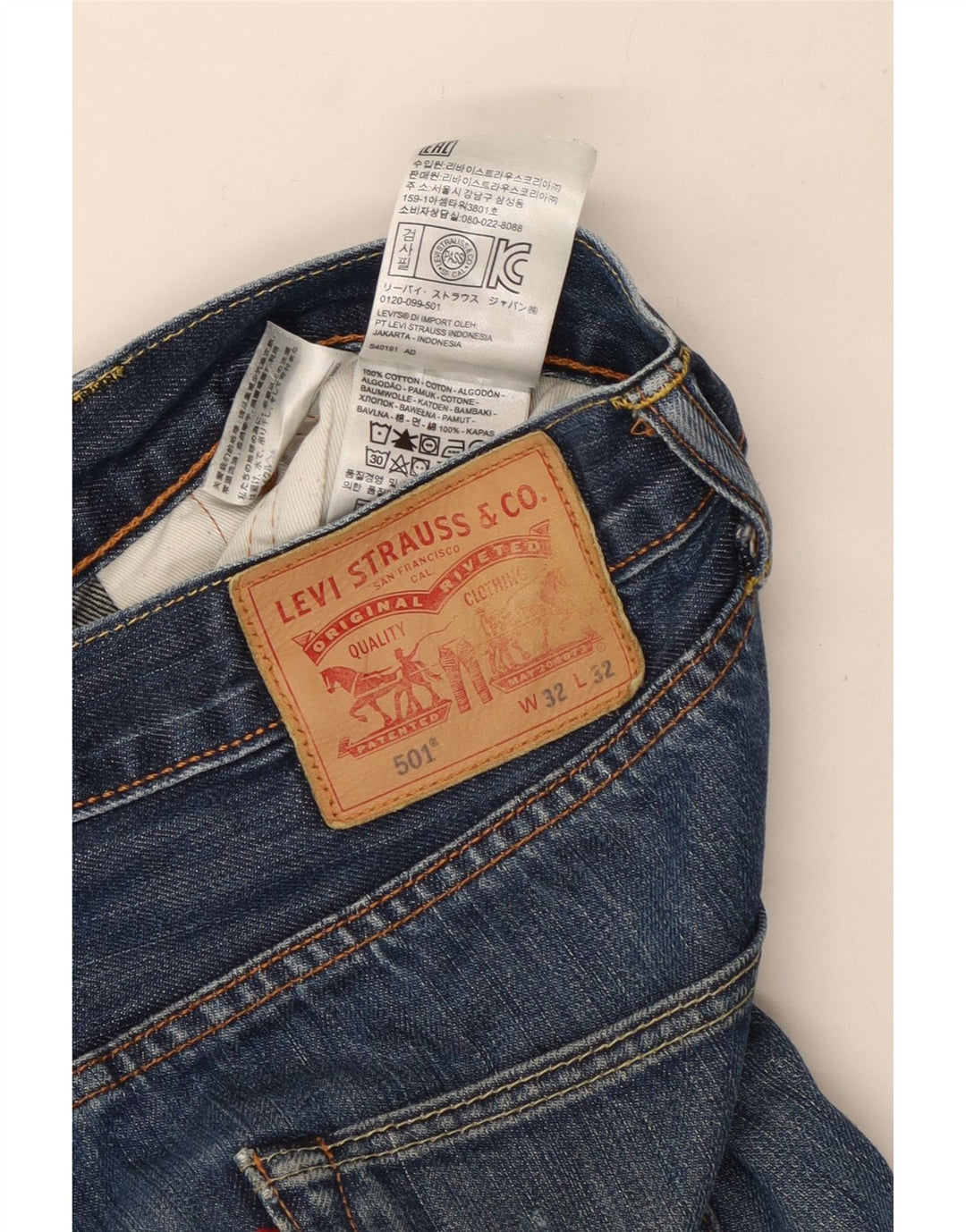 Levi's Mens 501 Distressed Straight Jeans W32 L32 Blue Cotton