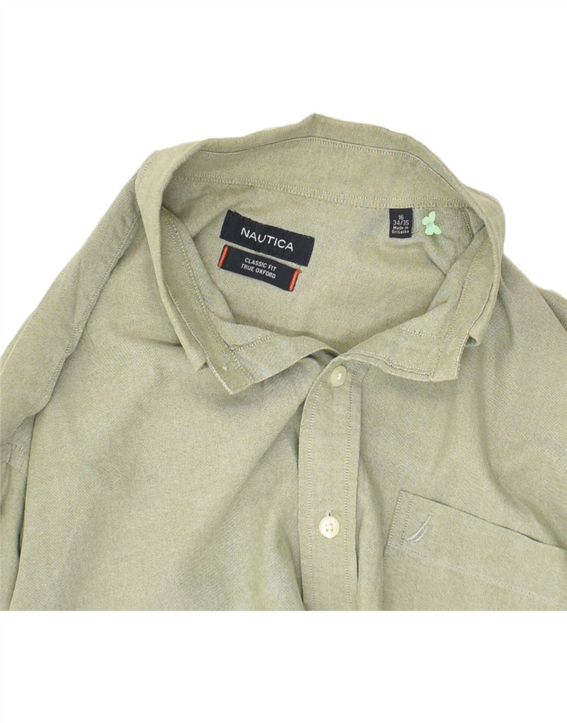 NAUTICA Mens Oxford Classic Fit Shirt Size 16 Large Green Cotton | Vintage Nautica | Thrift | Second-Hand Nautica | Used Clothing | Messina Hembry 