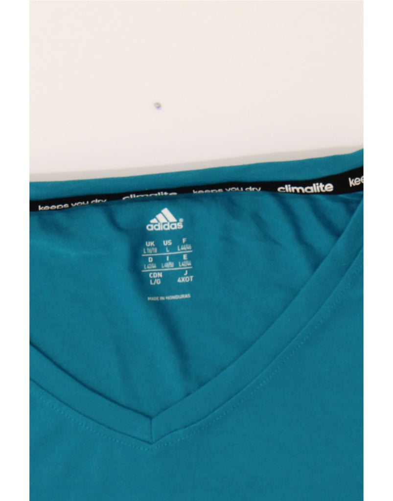 ADIDAS Womens Climalite T-Shirt Top UK 16/18 Large Blue Polyester Vintage Adidas and Second-Hand Adidas from Messina Hembry 