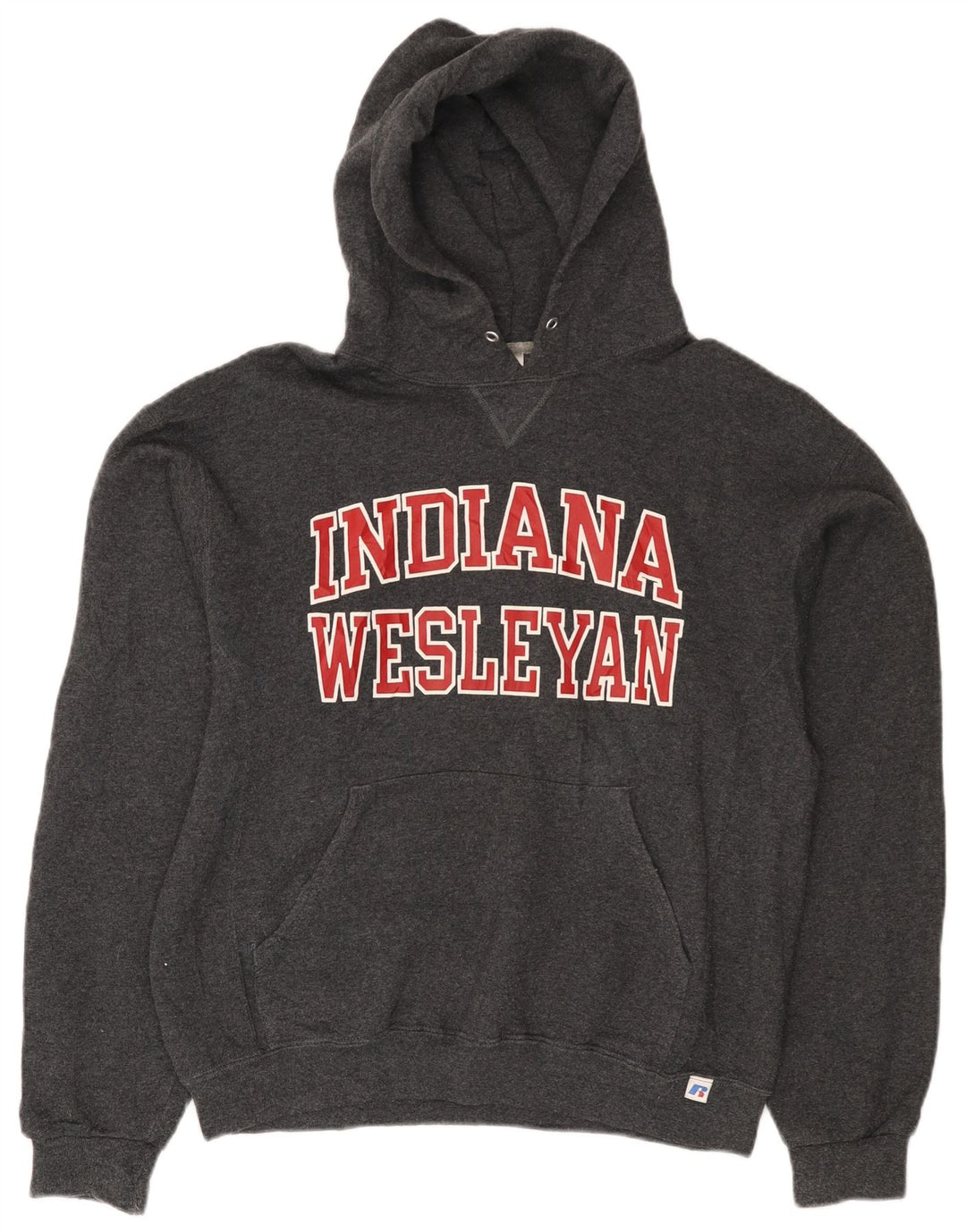 RUSSELL ATHLETIC Mens Indiana Wesleyan Graphic Hoodie Jumper Medium Grey