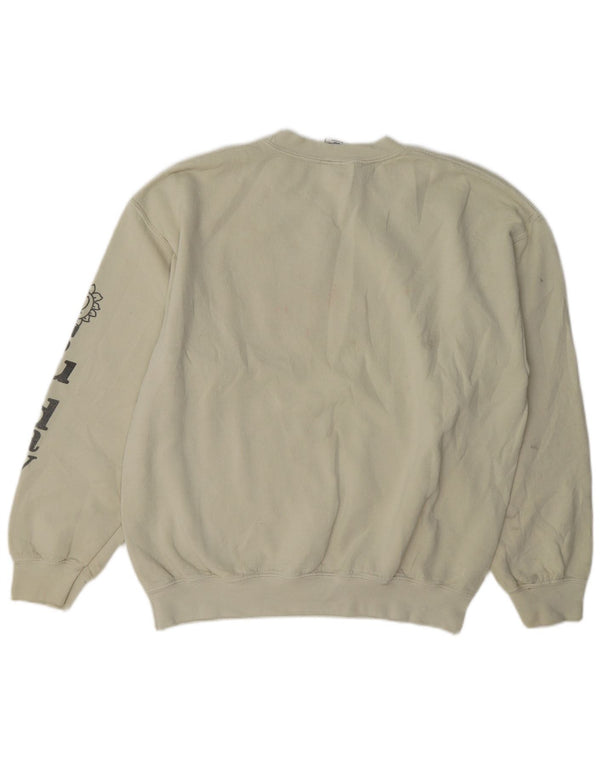Urban Outfitters Womens Graphic Oversized Sweatshirt Jumper Small Beige