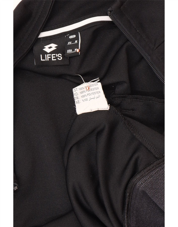 LOTTO Mens Life's Graphic Tracksuit Top Jacket Medium Black Polyester