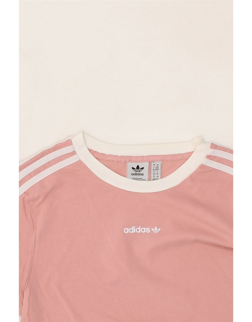 ADIDAS Womens T-Shirt Top UK 6 XS Pink Colourblock Cotton Vintage Adidas and Second-Hand Adidas from Messina Hembry 
