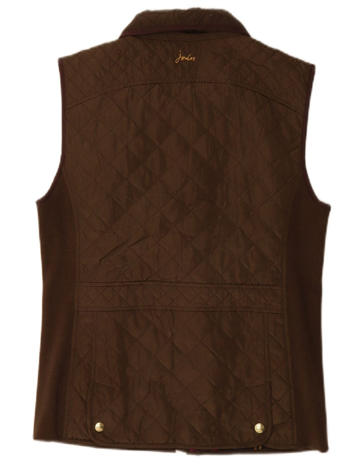 JOULES Womens Quilted Gilet UK 12 Medium  Brown Polyester