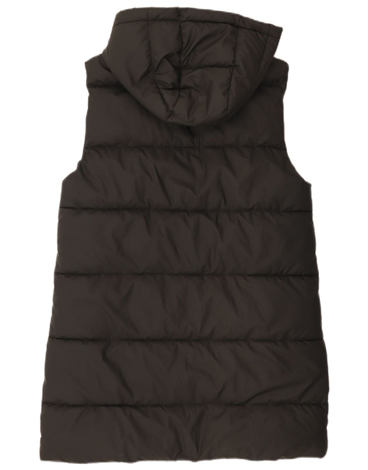 Zara Womens Hooded Sleeveless Padded Coat UK 14 Medium Black Polyester