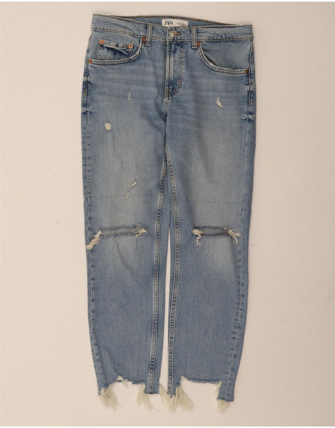 ZARA Womens Distressed Slim Jeans EU 38 Small W28  L28 Blue Cotton Vintage Zara and Second-Hand Zara from Messina Hembry 