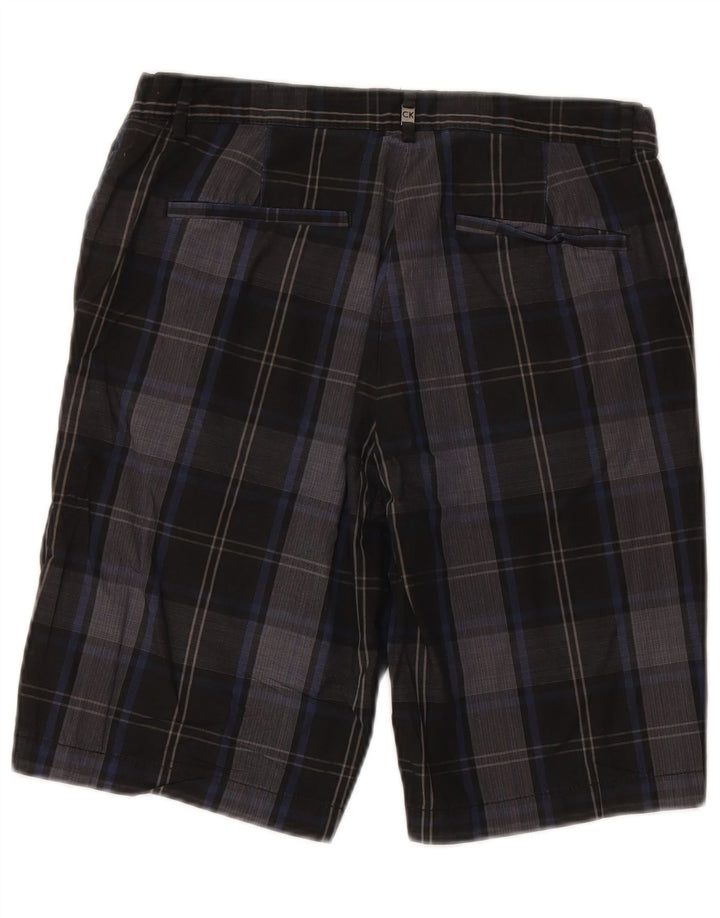 CALVIN KLEIN Mens Chino Shorts W30 Medium Black Check Cotton