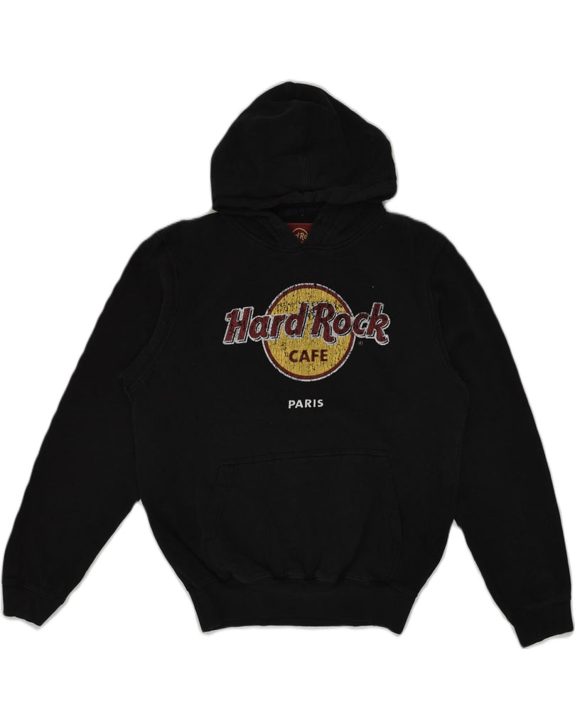 HARD ROCK Mens Paris Graphic Hoodie Jumper Small Black Cotton | Vintage Hard Rock | Thrift | Second-Hand Hard Rock | Used Clothing | Messina Hembry 