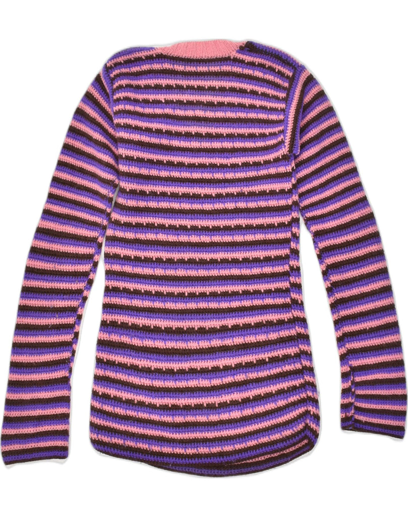 VINTAGE Womens Crew Neck Jumper Sweater UK 4 XS  Purple Striped | Vintage Vintage | Thrift | Second-Hand Vintage | Used Clothing | Messina Hembry 