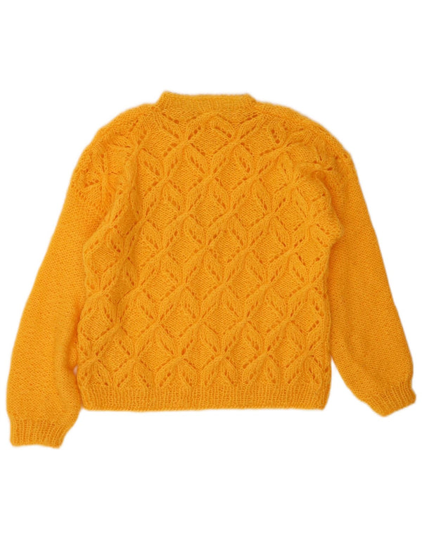 VINTAGE Womens Crop Turtle Neck Jumper Sweater UK 10 Small Yellow