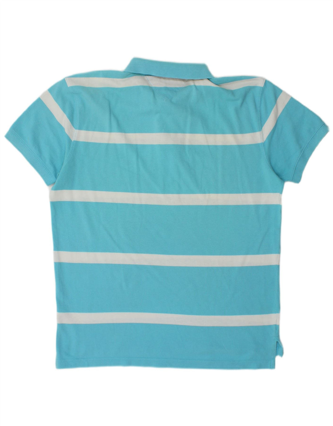 Tommy Hilfiger Mens Polo Shirt Large Blue Striped Cotton