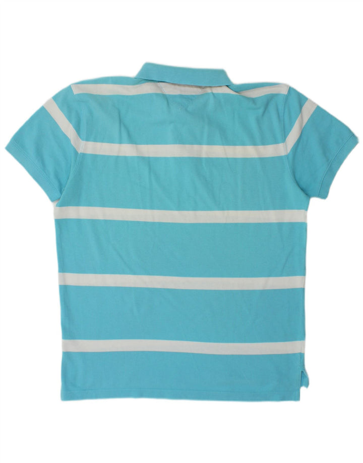 Tommy Hilfiger Mens Polo Shirt Large Blue Striped Cotton