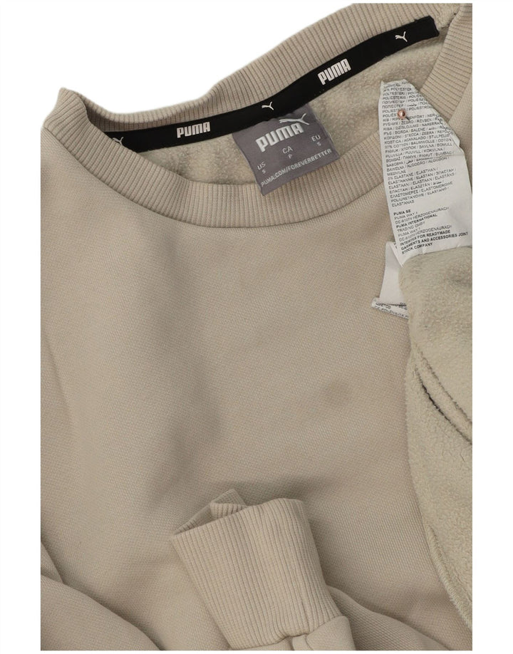 Puma Mens Sweatshirt Jumper Small Beige Cotton
