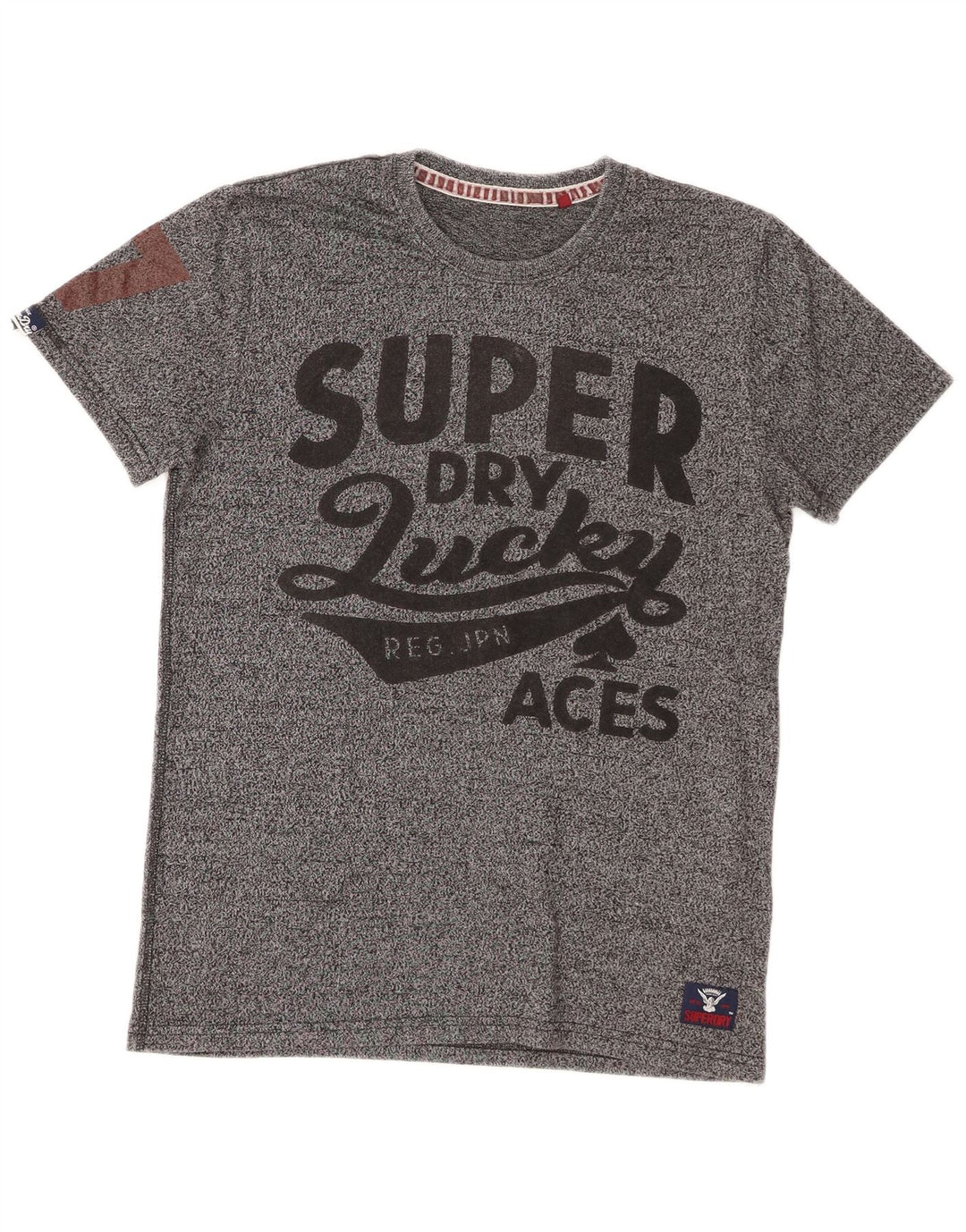 Superdry Mens Graphic T-Shirt Top Small Grey Flecked Cotton