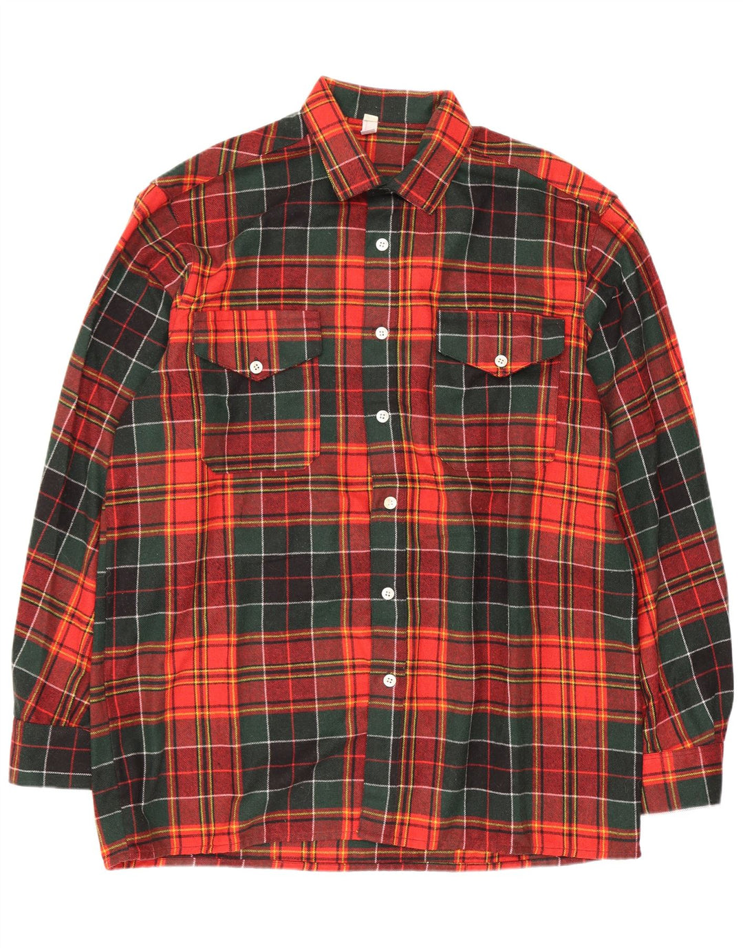 Vintage Mens Overshirt Flannel Shirt Size 43 Large Red Plaid Wool