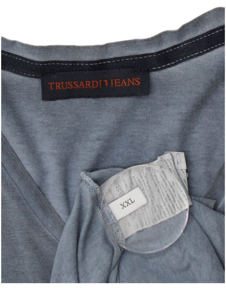 Trussardi Jeans Mens T-Shirt Top 2XL Blue Cotton