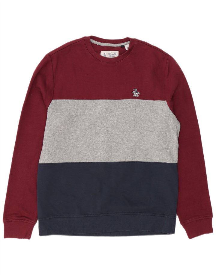 PENGUIN Mens Sweatshirt Jumper Medium Multicoloured Colourblock Cotton