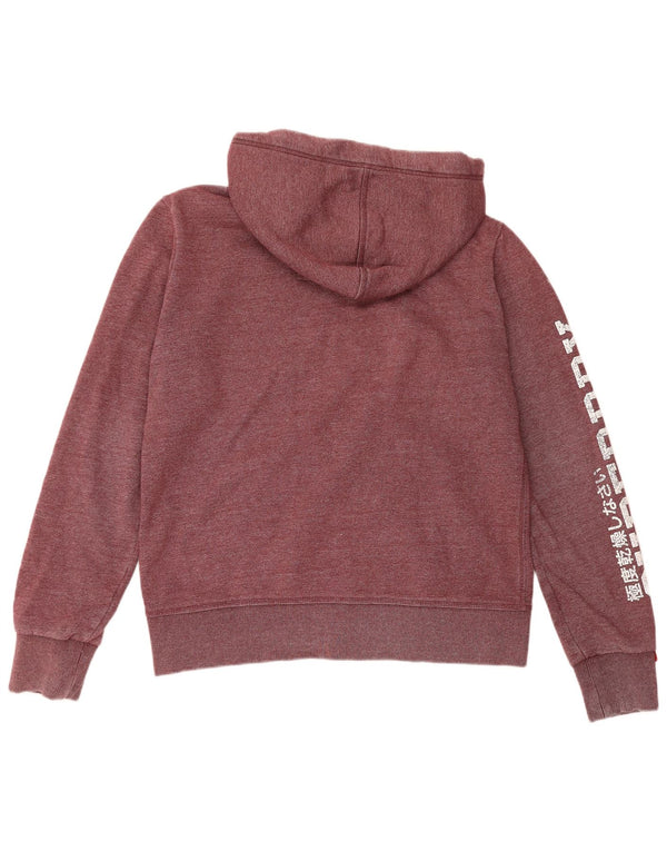 Superdry Mens Graphic Zip Hoodie Sweater XL Burgundy Cotton