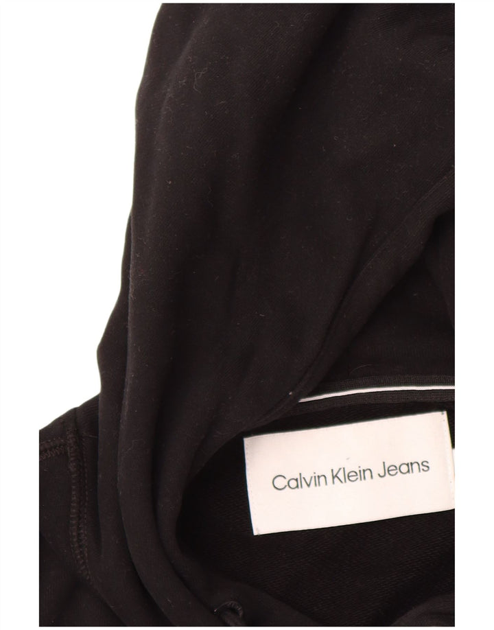 CALVIN KLEIN JEANS Mens Graphic Hoodie Jumper Medium Black Cotton