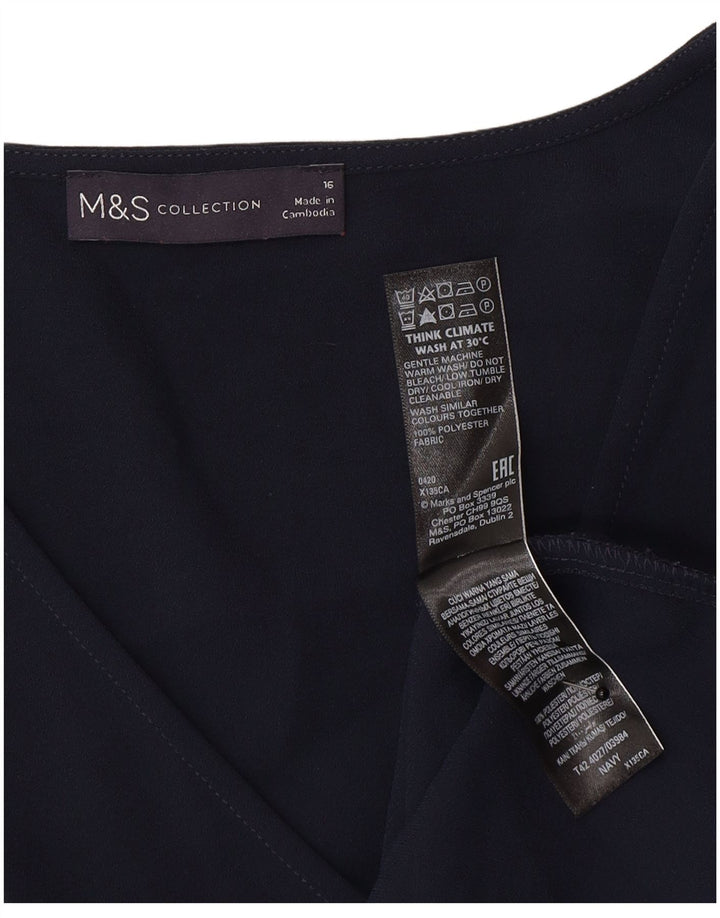 Marks & Spencer Womens 3/4 Sleeve Shift Dress UK 16 Large Navy Blue