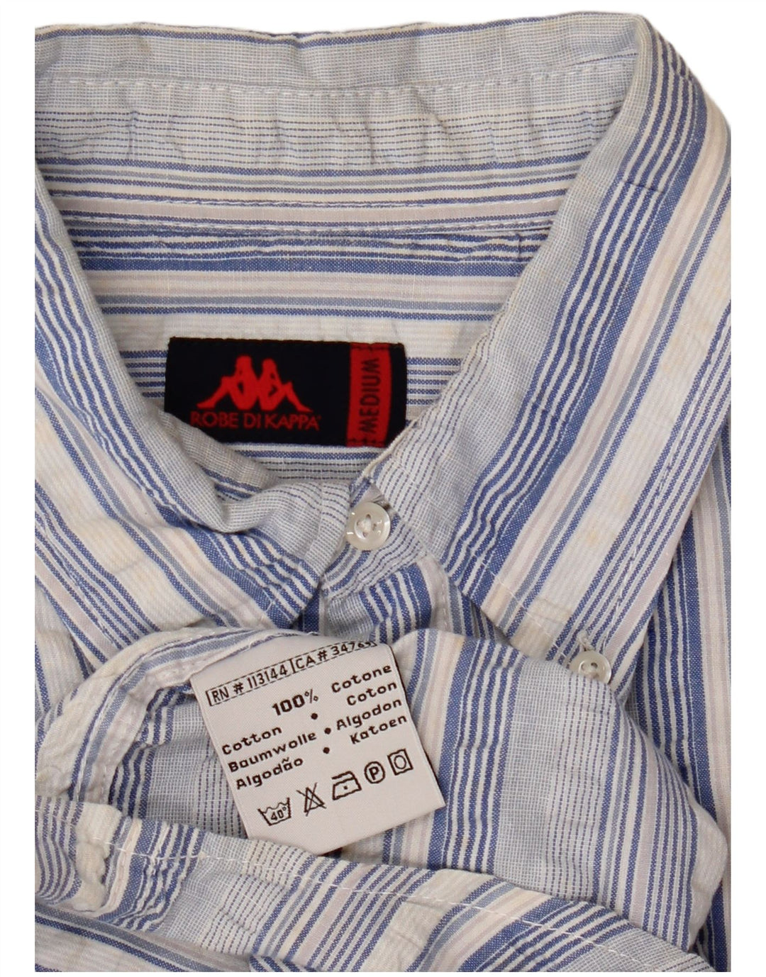 KAPPA Mens Shirt Medium Blue Striped Cotton