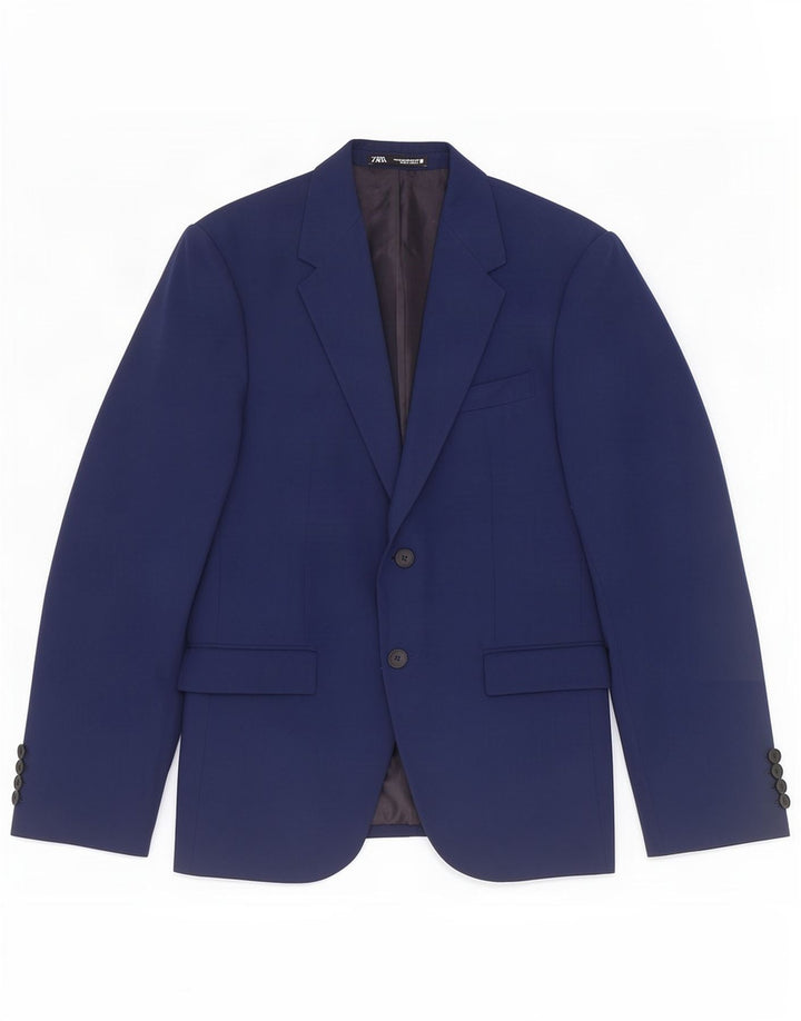 Zara Mens 2 Button Blazer Jacket EU 48 Medium Navy Blue