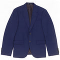 Zara Mens 2 Button Blazer Jacket EU 48 Medium Navy Blue