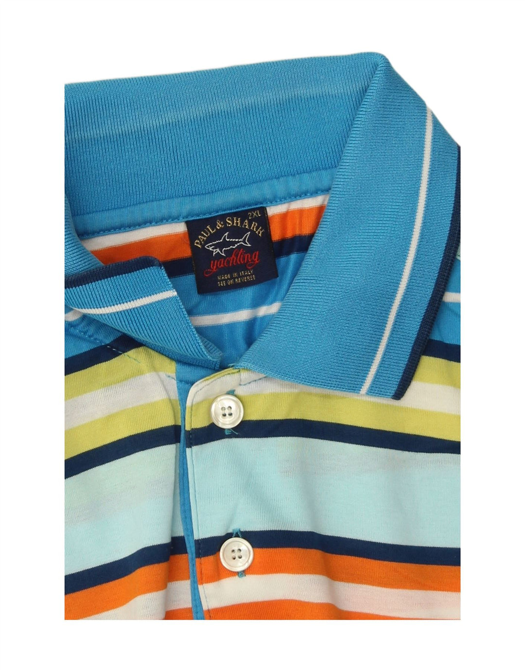 Paul & Shark Mens Polo Shirt 2XL Multicoloured Striped Cotton