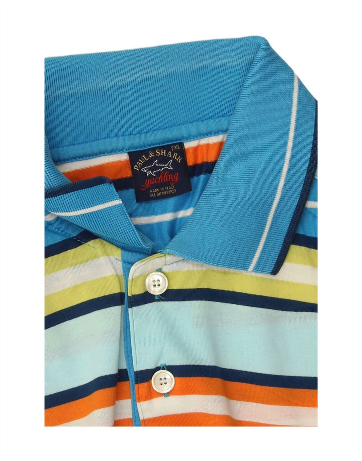 Paul & Shark Mens Polo Shirt 2XL Multicoloured Striped Cotton