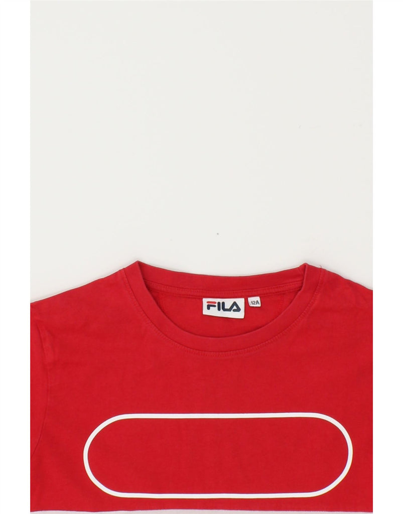 FILA Boys Graphic T-Shirt Top 11-12 Years Multicoloured Colourblock Cotton Vintage Fila and Second-Hand Fila from Messina Hembry 