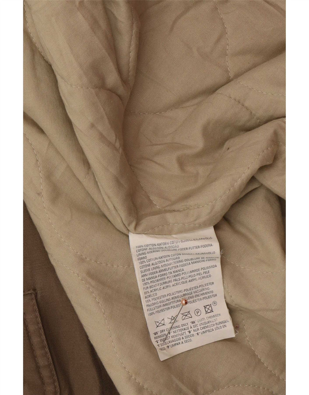 Levi's Mens Hooded Parka Jacket UK 40 Large Beige Cotton