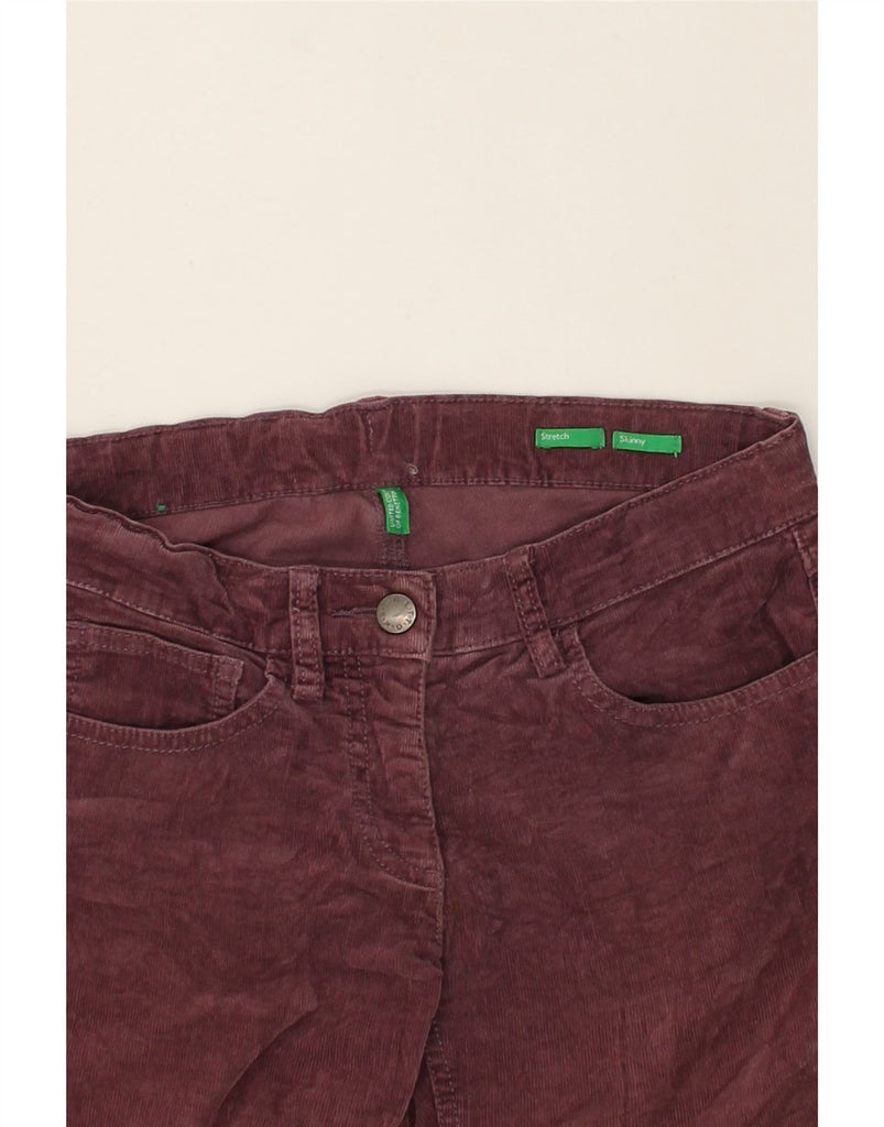 BENETTON Girls Skinny Corduroy Trousers 10-11 Years XL W30 L27 Maroon | Vintage Benetton | Thrift | Second-Hand Benetton | Used Clothing | Messina Hembry 