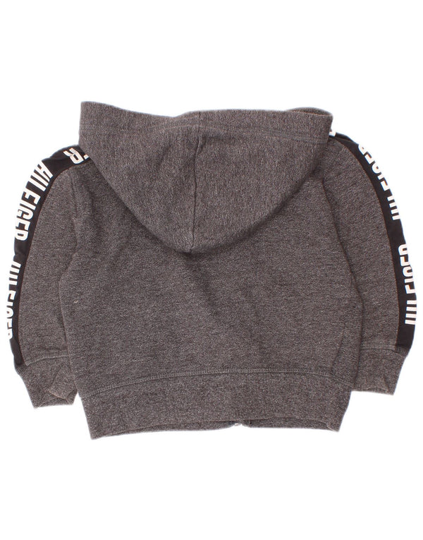 Tommy Hilfiger Boys Graphic Zip Hoodie Sweater 2-3 Years Grey Colourblock