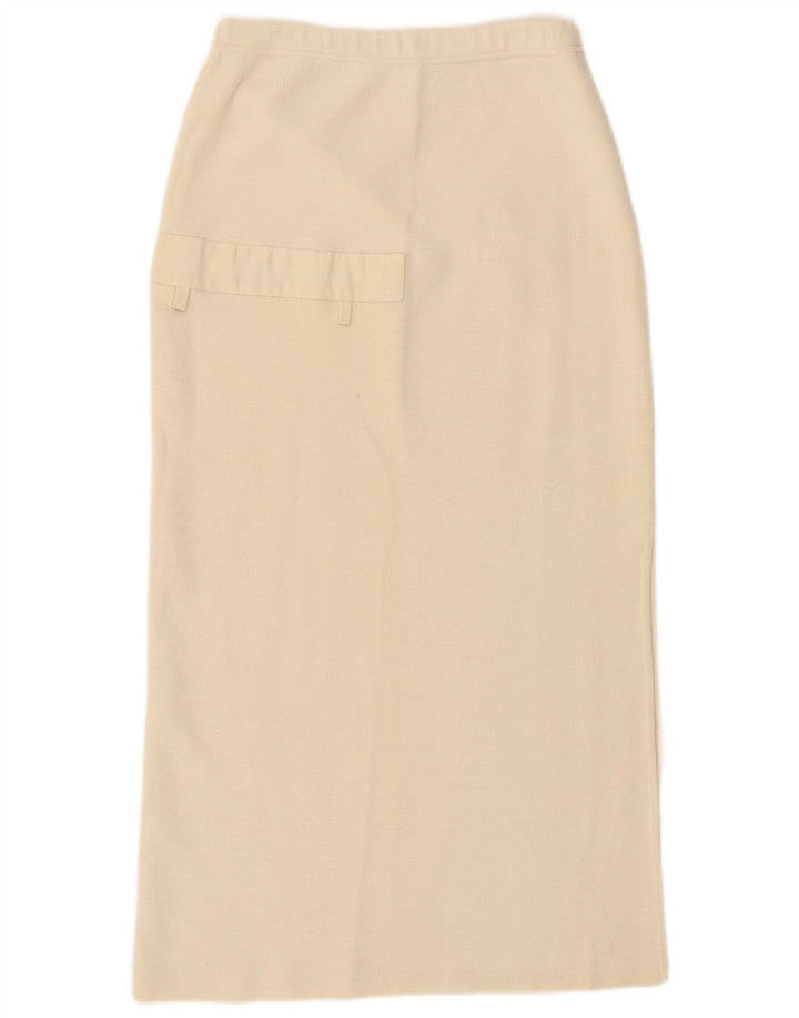 Vintage Womens Knit Midi Skirt W32 Large Off White