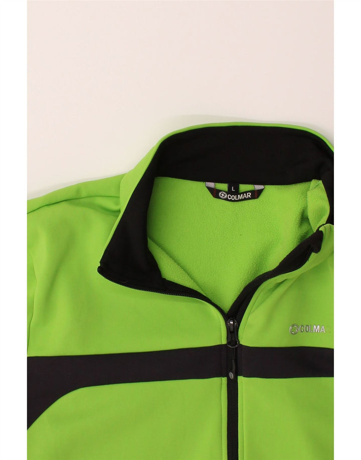 COLMAR Mens Graphic Pullover Tracksuit Top Large Green Colourblock Vintage Colmar and Second-Hand Colmar from Messina Hembry 