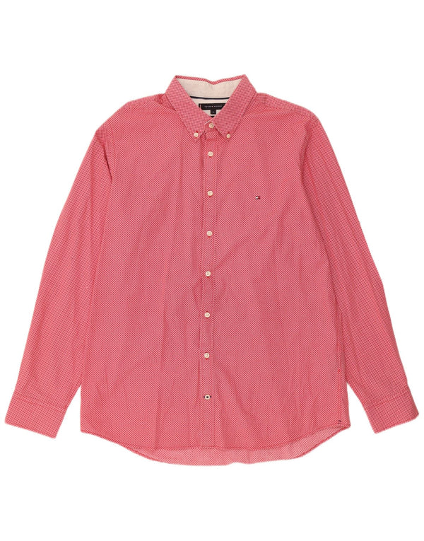 Tommy Hilfiger Mens Slim Fit Shirt XL Red Geometric Cotton
