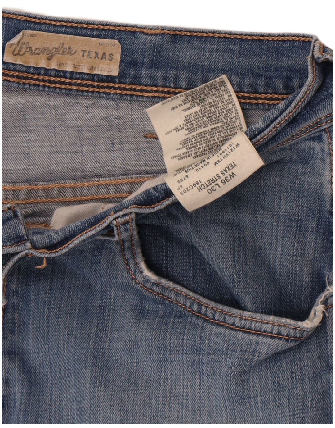 Wrangler Mens Texas Stretch Straight Jeans W36 L30 Blue Cotton
