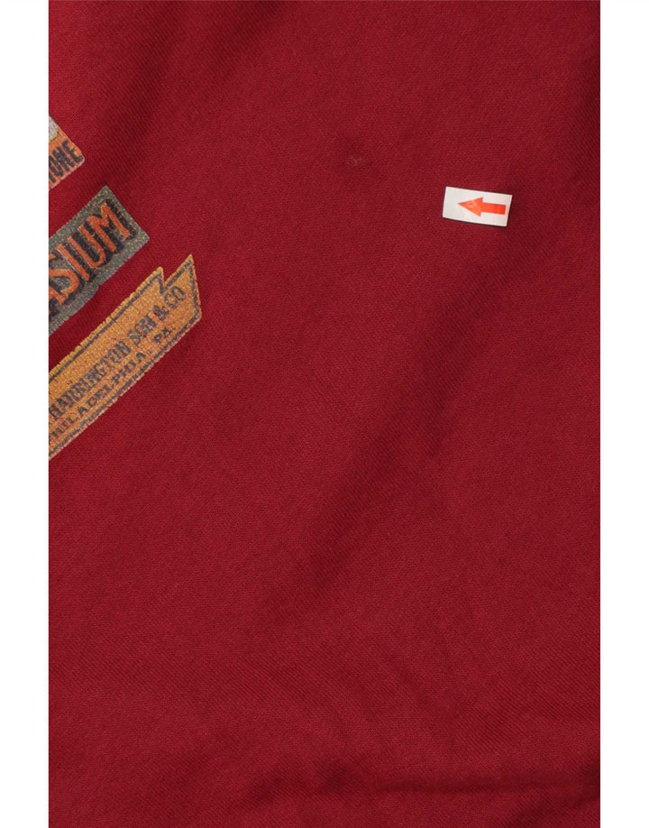 Vintage Mens Graphic Sweatshirt Jumper Large Burgundy Argyle/Diamond