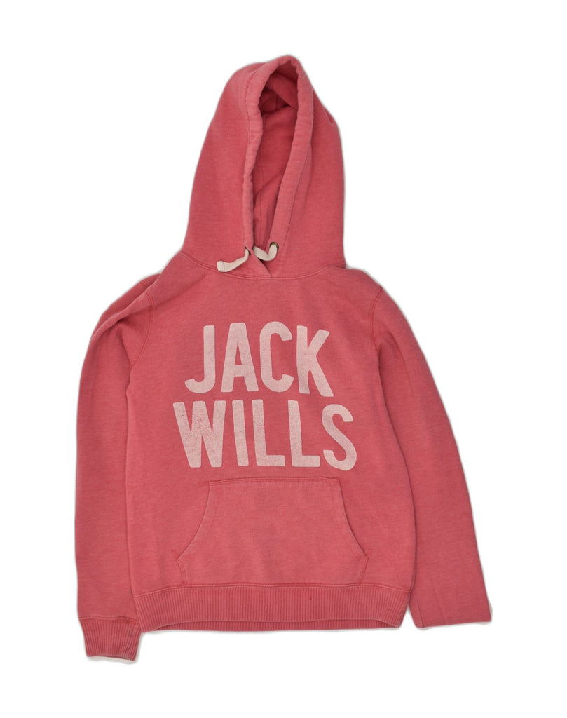 JACK WILLS Womens Graphic Hoodie Jumper UK 10 Small Red Cotton | Vintage Jack Wills | Thrift | Second-Hand Jack Wills | Used Clothing | Messina Hembry 