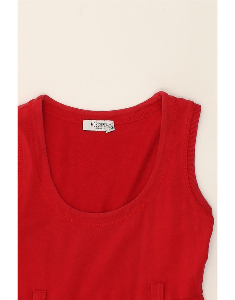 MOSCHINO Womens Sleeveless Sheath Dress UK 8 Small Red Cotton | Vintage Moschino | Thrift | Second-Hand Moschino | Used Clothing | Messina Hembry 